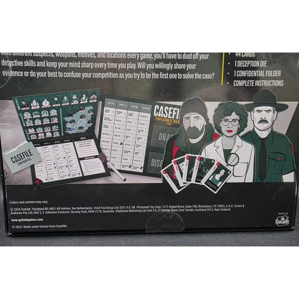Casefile Temptation & Trickery Game 3-4 Players Ages 12+ True Crime Inspired Boa